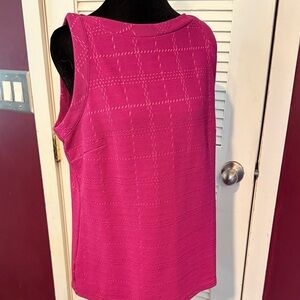 Ann Taylor Bright Pink Sleeveless Women's Top, Pale pink stitching Size L Large